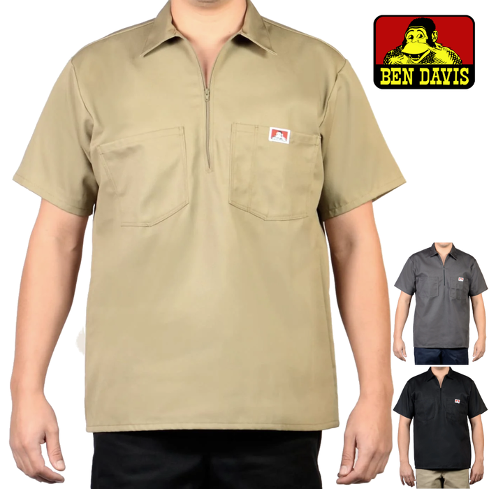 BEN DAVIS ベンデイビス ハーフジップ 半袖シャツ Short Sleeve Solid 1/2 Zip Shirt