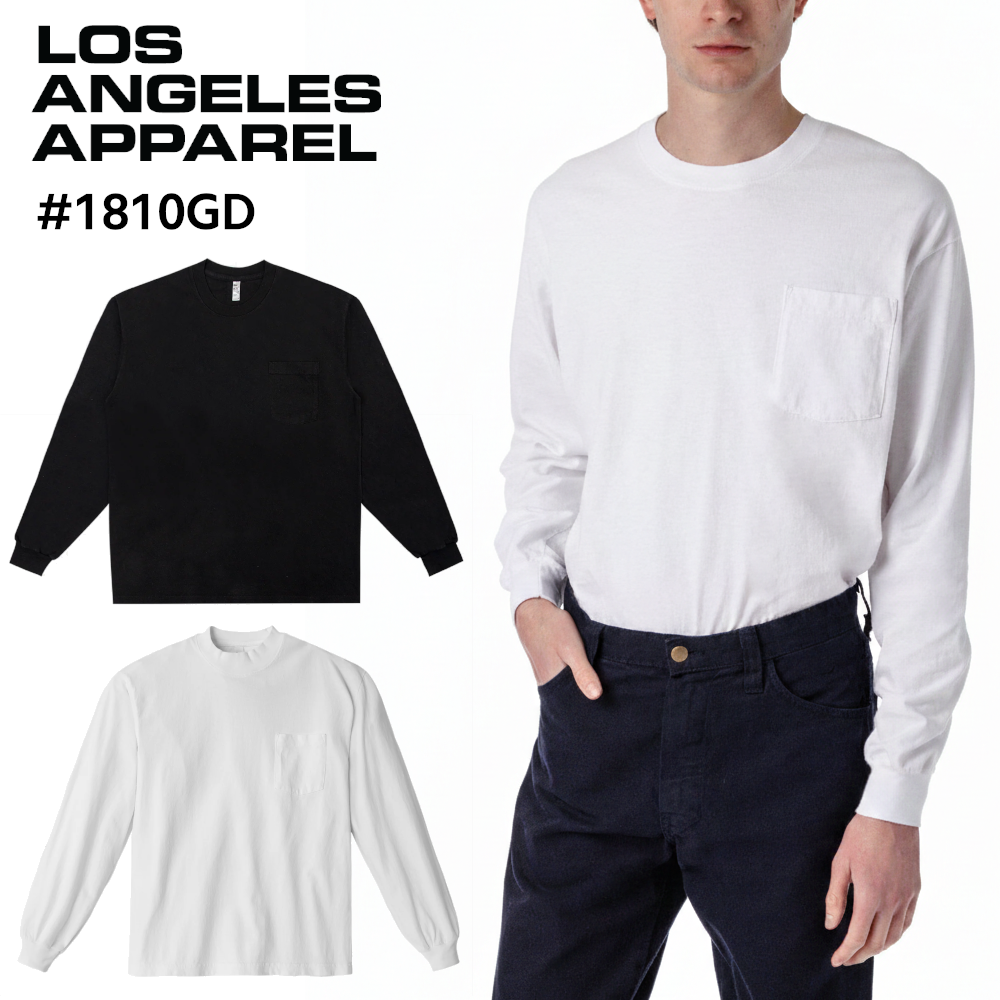 LOS ANGELES APPAREL (ロサンゼルスアパレル) #1810GD 長袖Tシャツ ガーメントダイ (6.5オンス)