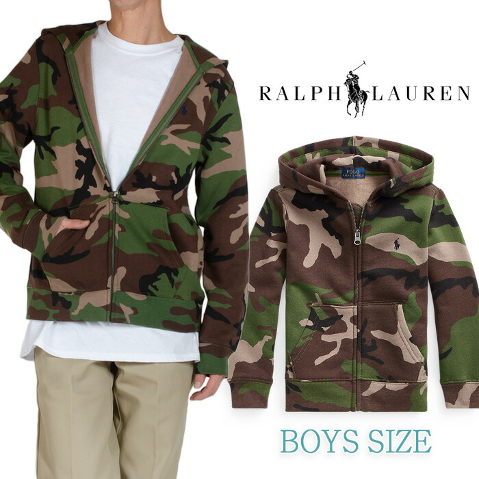 POLO RALPH LAUREN ボーイズサイズ カモ柄フルジップ パーカー ポロ ラルフローレン