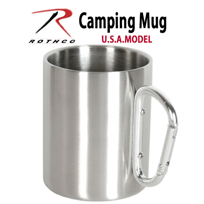 ROTHCO【ロスコ】ステンレス マグカップ #8305　Camping Mug With Carabiner Handle 15oz