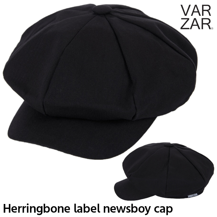 VAZAR バザール キャスケット キャップ ヘリンボーン 韓国 Herringbone label newsboy cap black