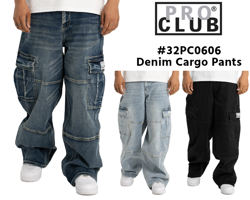 PROCLUB #32PC0606 デニム カーゴパンツ Baggy Fit Denim Cargo Pant プロクラブ